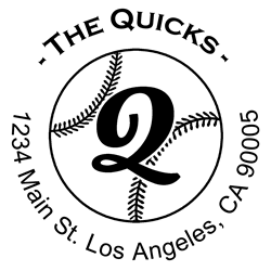 Outline baseball Script Round Letter Q Monogram Stamp Sample